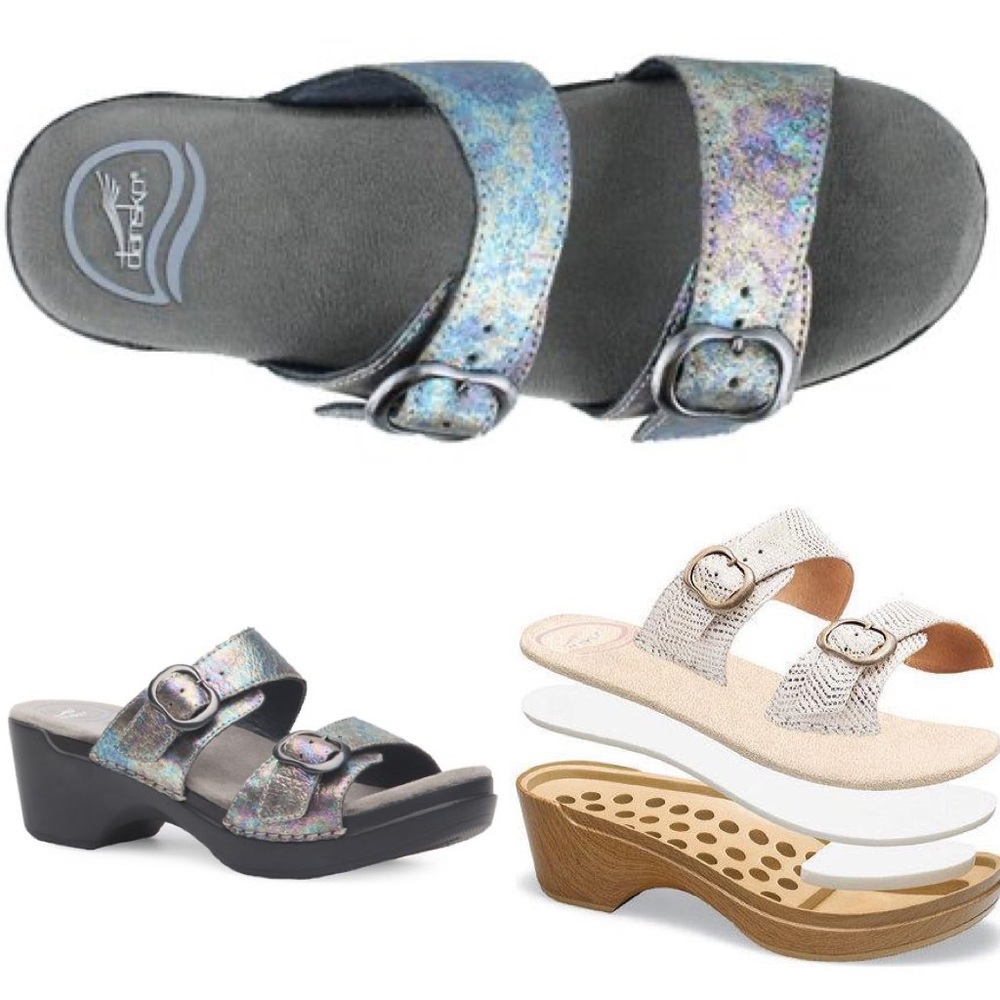 EUC Dansko Sophie Petrol Shimmer Sandals